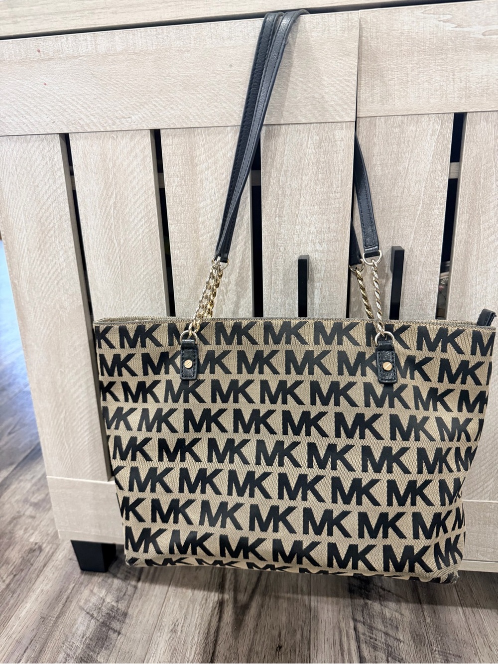 Michael Kors Jet Set Tote- Black and Tan